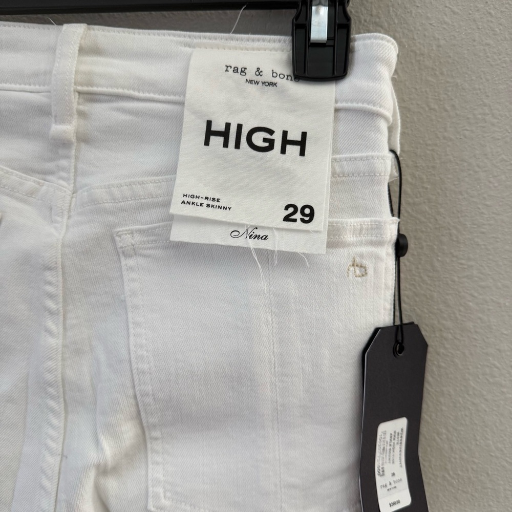 Rag & Bone Nina High Rise Ankle Skinny Jeans White 29 NWT - Picture 6 of 8